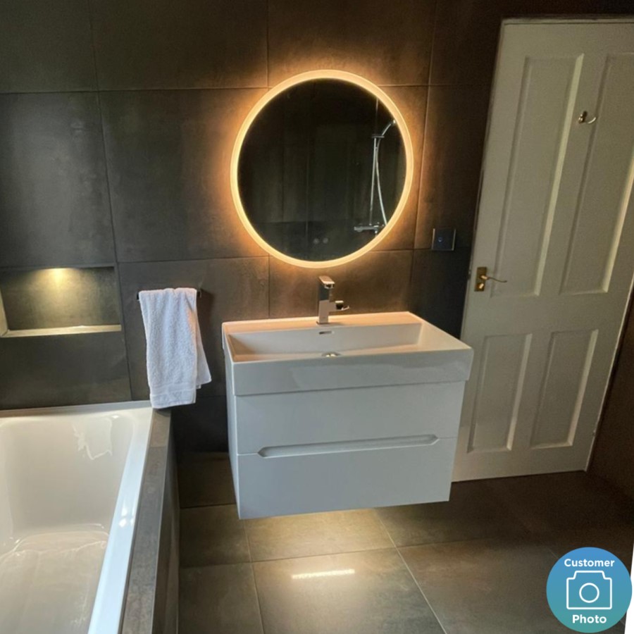 Grade A1 - 800mm Matt White Wall Hung Basin Vanity Unit - Morella