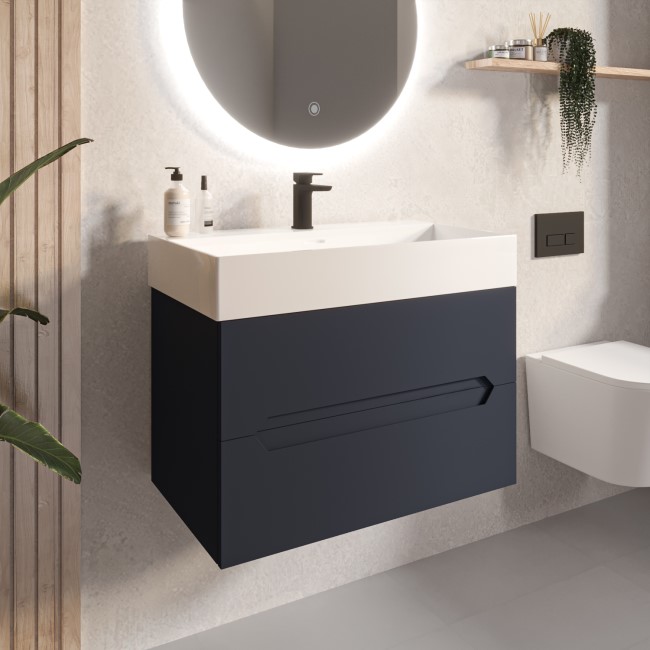 Grade A1 - 800mm Anthracite Wall Hung Vanity Unit with Basin - Morella