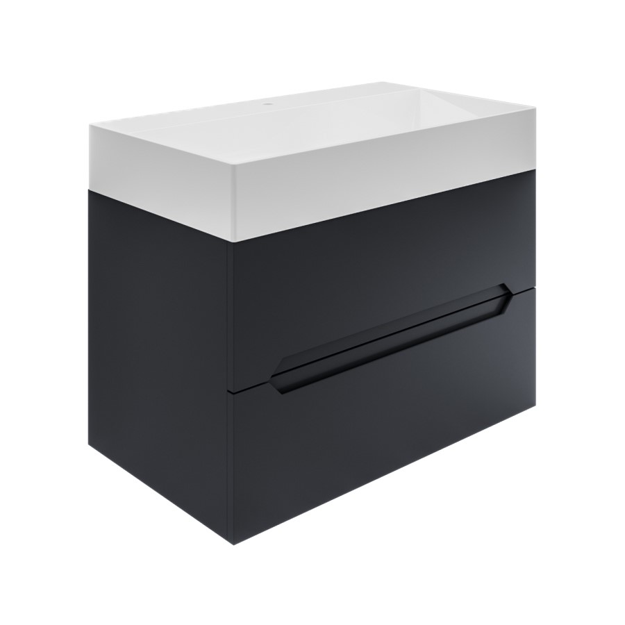 Grade A1 - 800mm Anthracite Wall Hung Vanity Unit with Basin - Morella