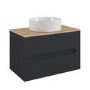 800mm Anthracite Wall Hung Countertop Vanity Unit with Oak Worktop and Basin - Morella