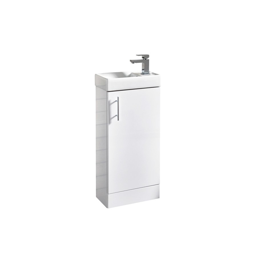 White Gloss 400 x 200mm Floor Standing Basin Vanity Unit - Cranbrook