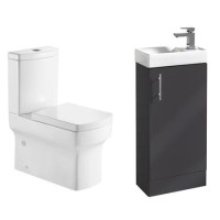 Vanity Unit with Basin White and Close Coupled Cloakroom Suite - Cranbrook