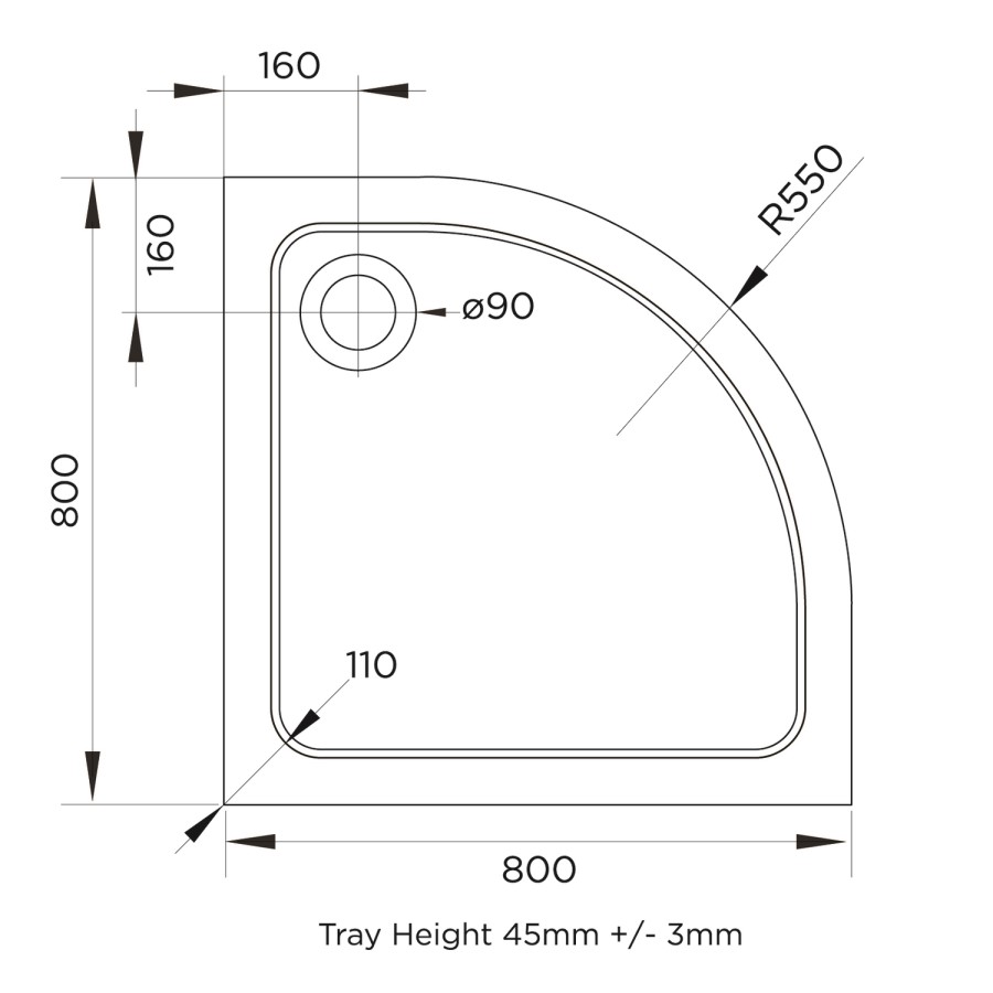 800mm Frameless Quadrant Shower Enclosure with Shower Tray - Aquila 