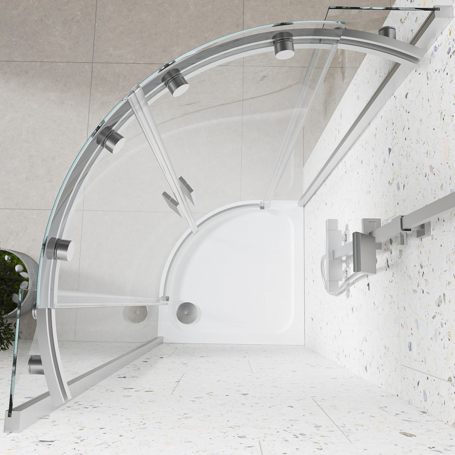 800mm Frameless Quadrant Shower Enclosure with Shower Tray - Aquila 