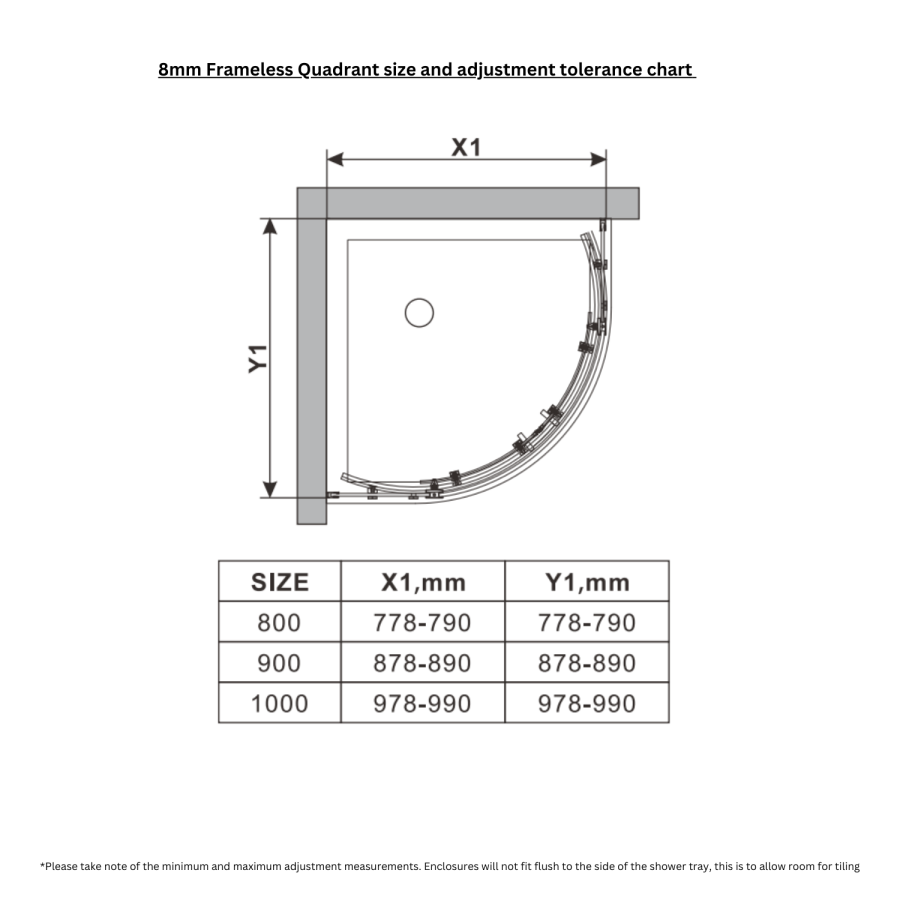 900mm Frameless Quadrant Shower Enclosure - Aquila 