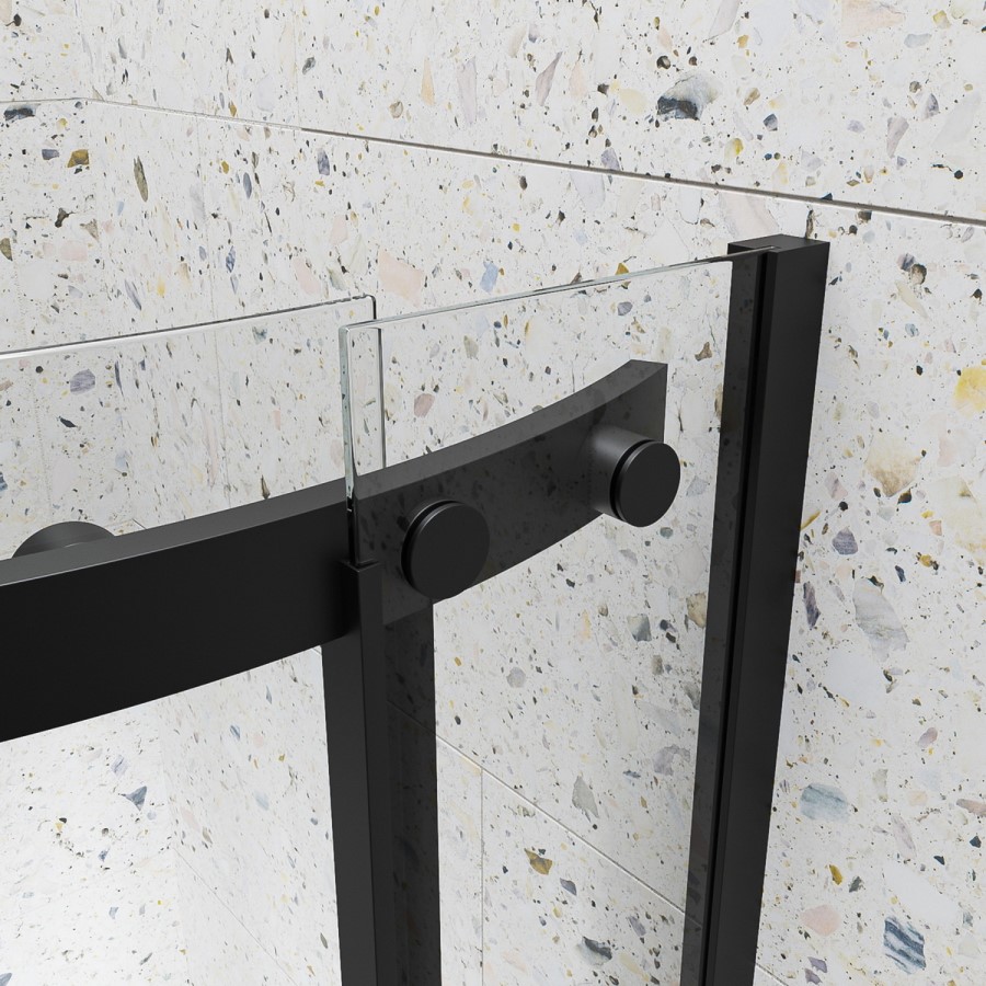 Black 8mm Glass Frameless Quadrant Shower Enclosure with Shower Tray 800mm - Aquila