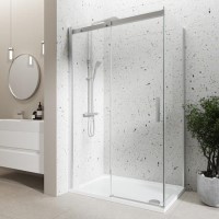 Chrome 8mm Glass Frameless Rectangular Sliding Shower Enclosure 1200x900mm - Aquila