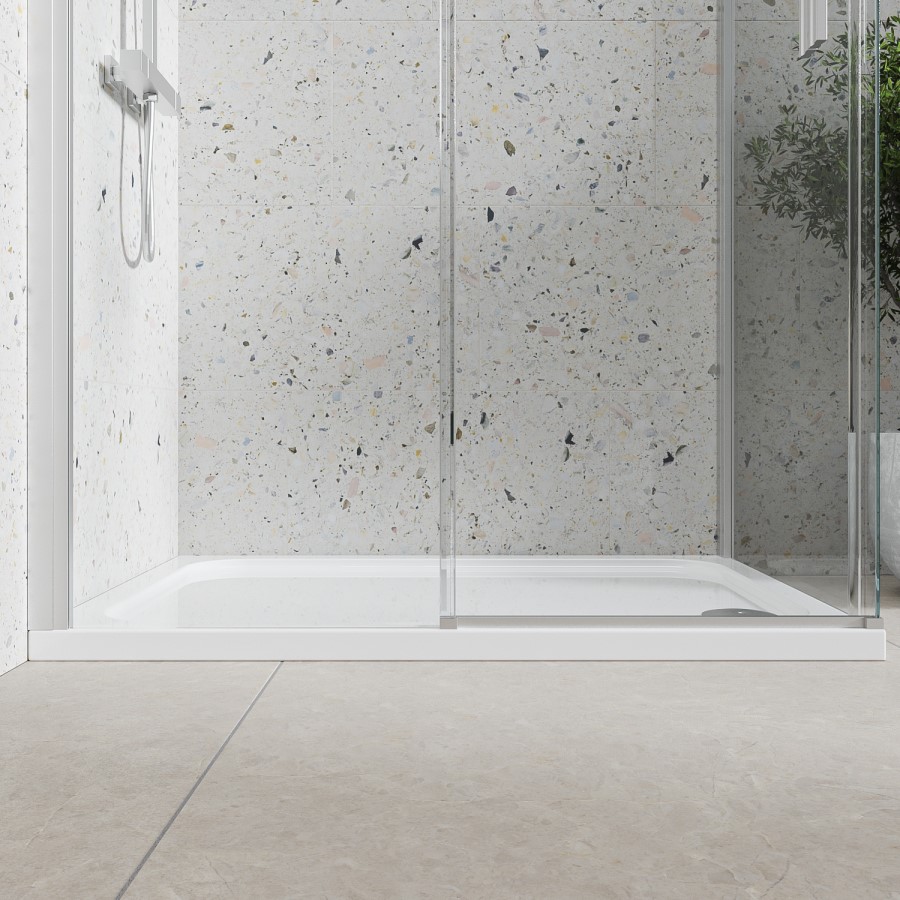 Chrome 8mm Glass Frameless Rectangular Sliding Shower Enclosure 1200x900mm - Aquila
