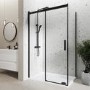 Black 8mm Glass Frameless Rectangular Sliding Enclosure with Shower Tray 1000x800mm - Aquila