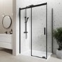 Grade A1 - Black 1200x800mm Frameless Rectangular Sliding Shower Enclosure - Aquila