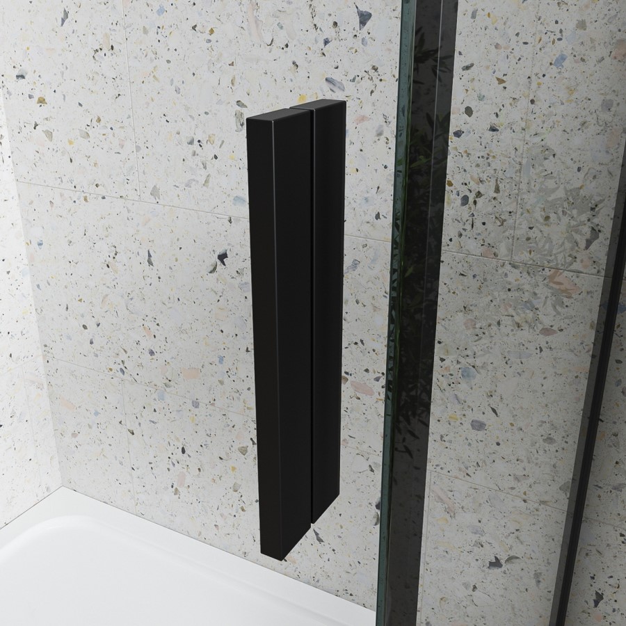 Black 8mm Glass Frameless Rectangular Sliding Shower Enclosure 1400x900mm - Aquila