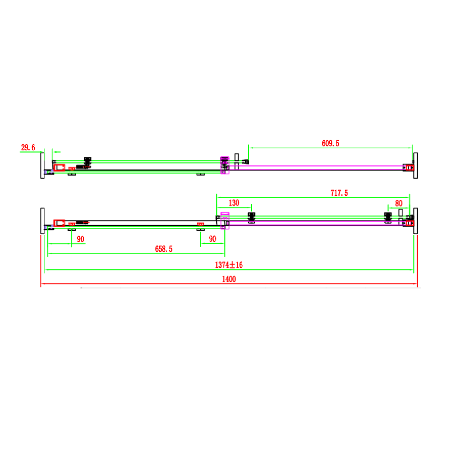 Black 8mm Glass Frameless Rectangular Sliding Shower Enclosure 1400x900mm - Aquila