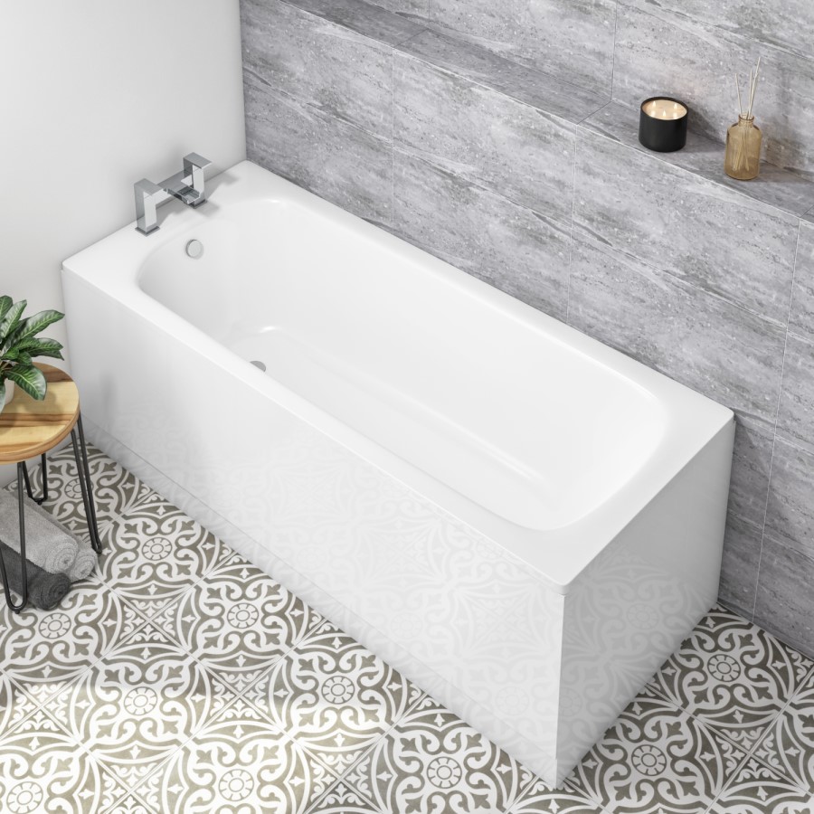 GRADE A2 - Single Ended Steel Bath with 2 Tap Holes - 1600 x 700mm