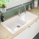 BUN/BeBa_27396/78864 Single Bowl Inset White Ceramic Kitchen Sink with Reversible Drainer - Taylor & Moore Alexandra