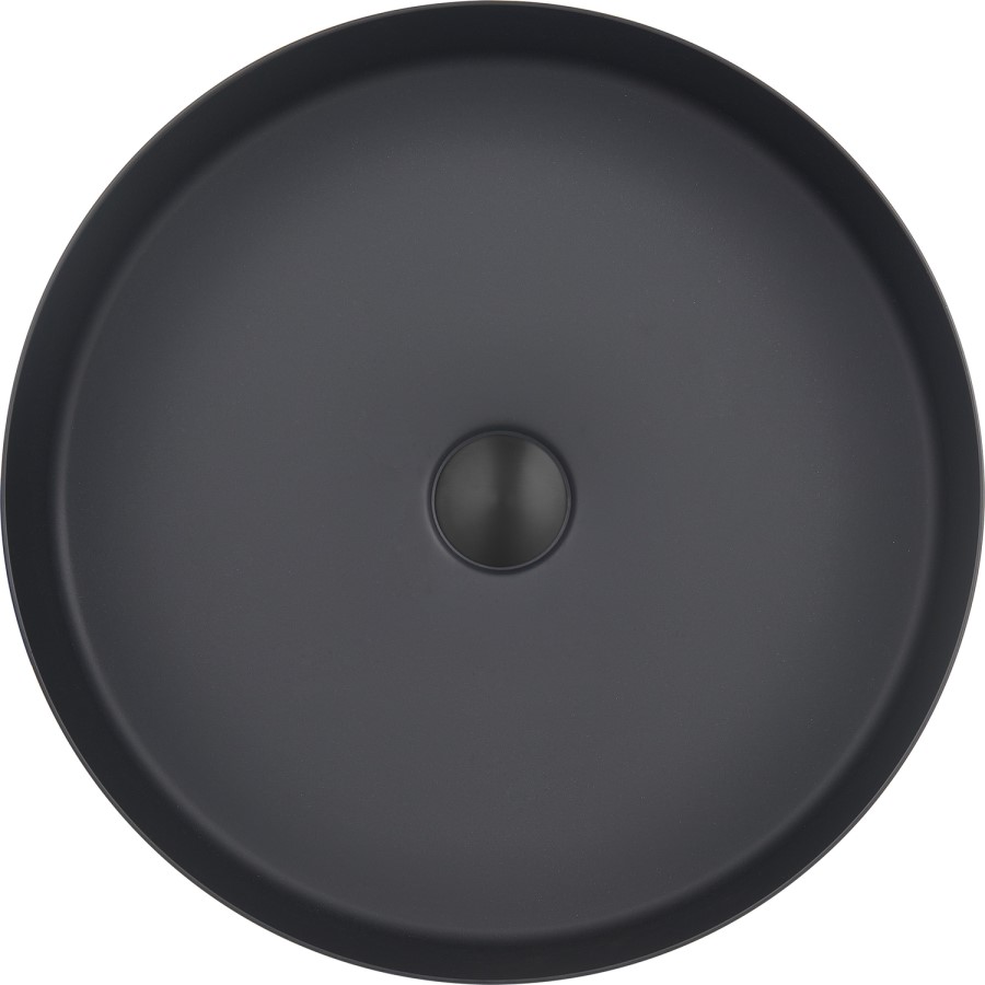 Stainless Steel Black Round Countertop Basin with Tall Mixer Tap - Zorah