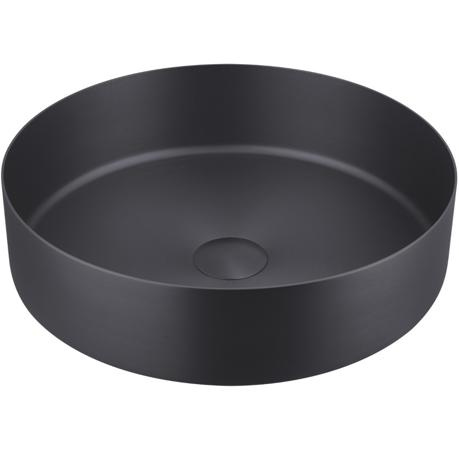 Stainless Steel Black Round Countertop Basin with Tall Mixer Tap - Zorah