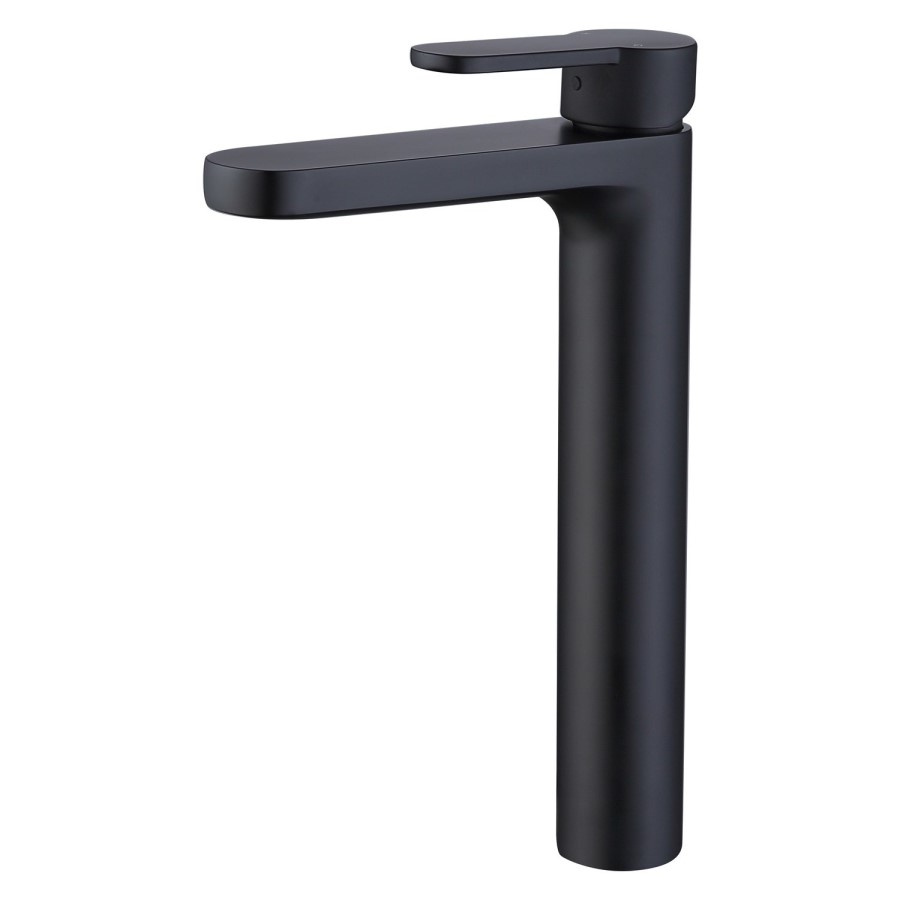 Stainless Steel Black Round Countertop Basin with Tall Mixer Tap - Zorah