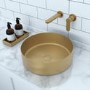 Stainless Steel Brass Round Countertop Basin with Wall Mounted Mixer Tap - Zorah