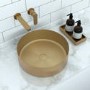 Stainless Steel Brass Round Countertop Basin with Wall Mounted Mixer Tap - Zorah