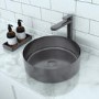 Stainless Steel Grey Round Countertop Basin with Tall Mixer Tap - Zorah