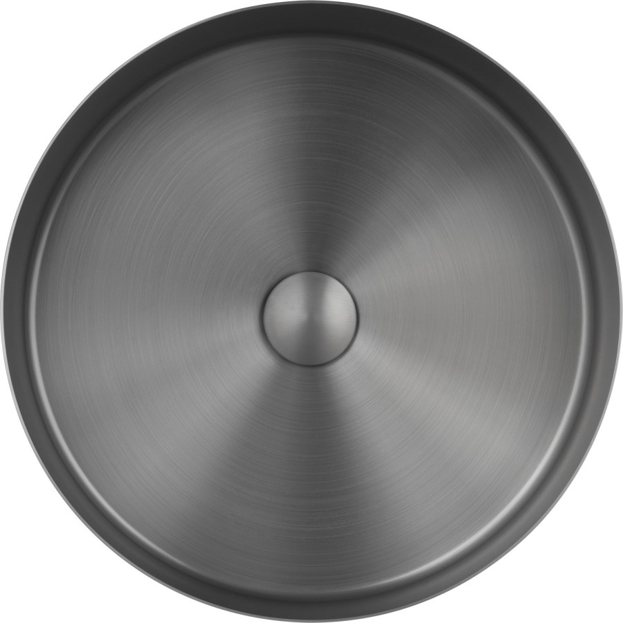 Stainless Steel Grey Round Countertop Basin with Tall Mixer Tap - Zorah