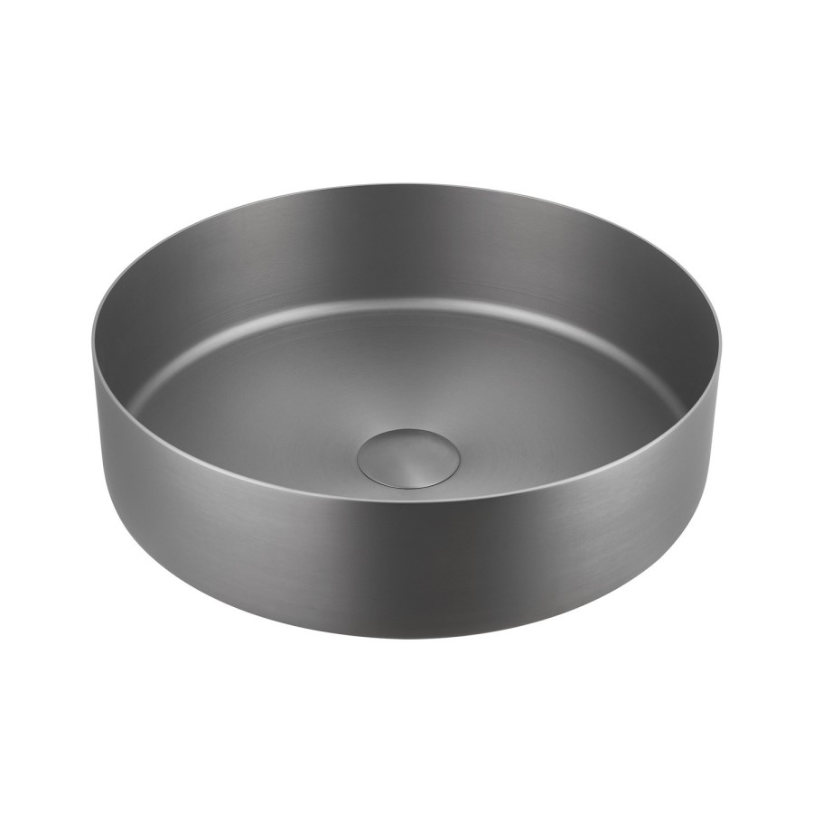 Stainless Steel Grey Round Countertop Basin with Tall Mixer Tap - Zorah
