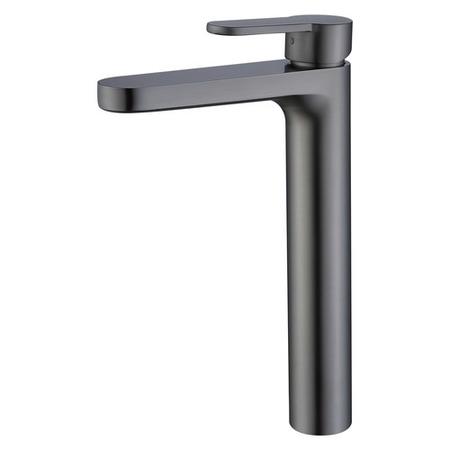 Stainless Steel Grey Round Countertop Basin with Tall Mixer Tap - Zorah