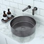 Stainless Steel Grey Round Countertop Basin with Wall Mounted Mixer Tap - Zorah