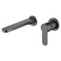 Stainless Steel Grey Round Countertop Basin with Wall Mounted Mixer Tap - Zorah