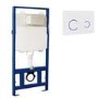Concealed Cistern 1170mm Wall Hung Toilet Frame with White Glass Dual Sensor Flush Plate  - Elira