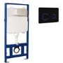 1168mm Wall Hung Toilet Frame & Black Glass Sensor Flush Plate with Concealed Cistern - Elira
