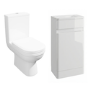 Close Coupled Toilet and White Gloss Basin Vanity Unit Cloakroom Suite - Pendle