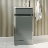 Grade A1 - 410mm Light Grey Cloakroom Vanity Unit with Basin - Pendle