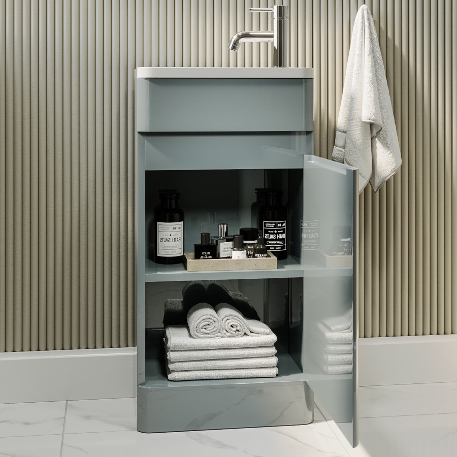 Grade A1 - 410mm Light Grey Cloakroom Vanity Unit with Basin - Pendle
