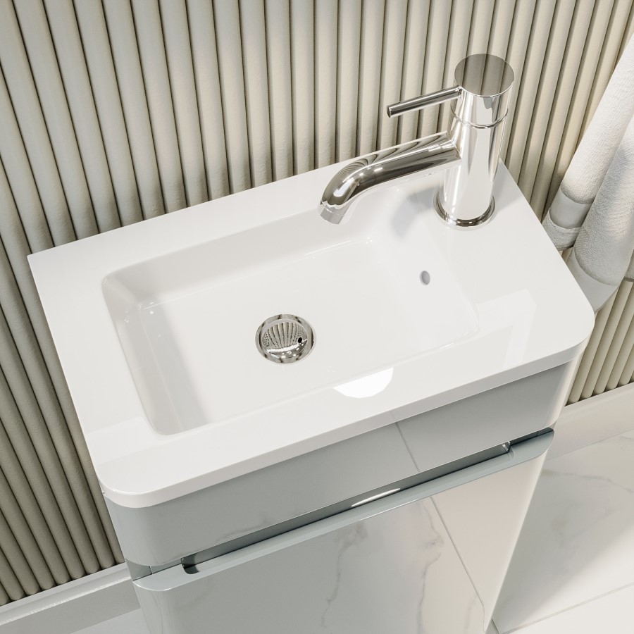 Grade A1 - 410mm Light Grey Cloakroom Vanity Unit with Basin - Pendle
