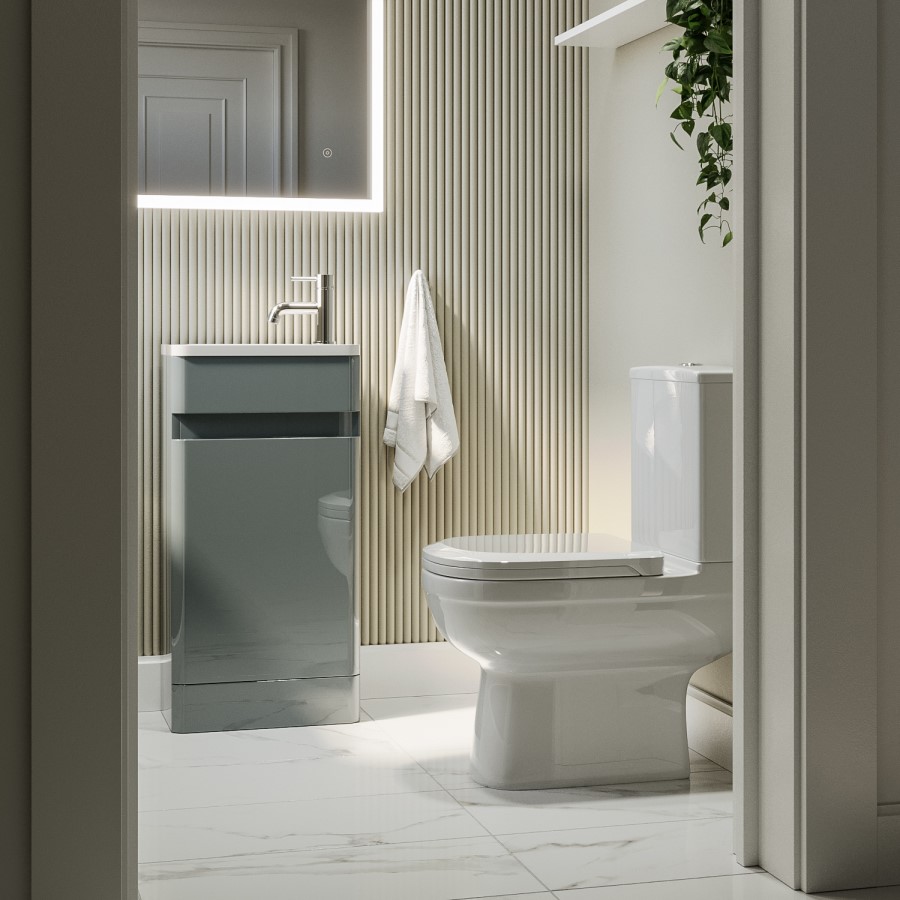 Grade A1 - 410mm Light Grey Cloakroom Vanity Unit with Basin - Pendle