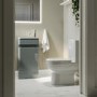 Close Coupled Toilet and Grey Gloss Basin Vanity Unit Cloakroom Suite - Pendle