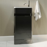 Grade A1 - 410mm Dark Grey Cloakroom Vanity Unit with Basin - Pendle Grade A1 - 410mm Dark Grey Cloakroom Vanity Unit with Basin - Pendle