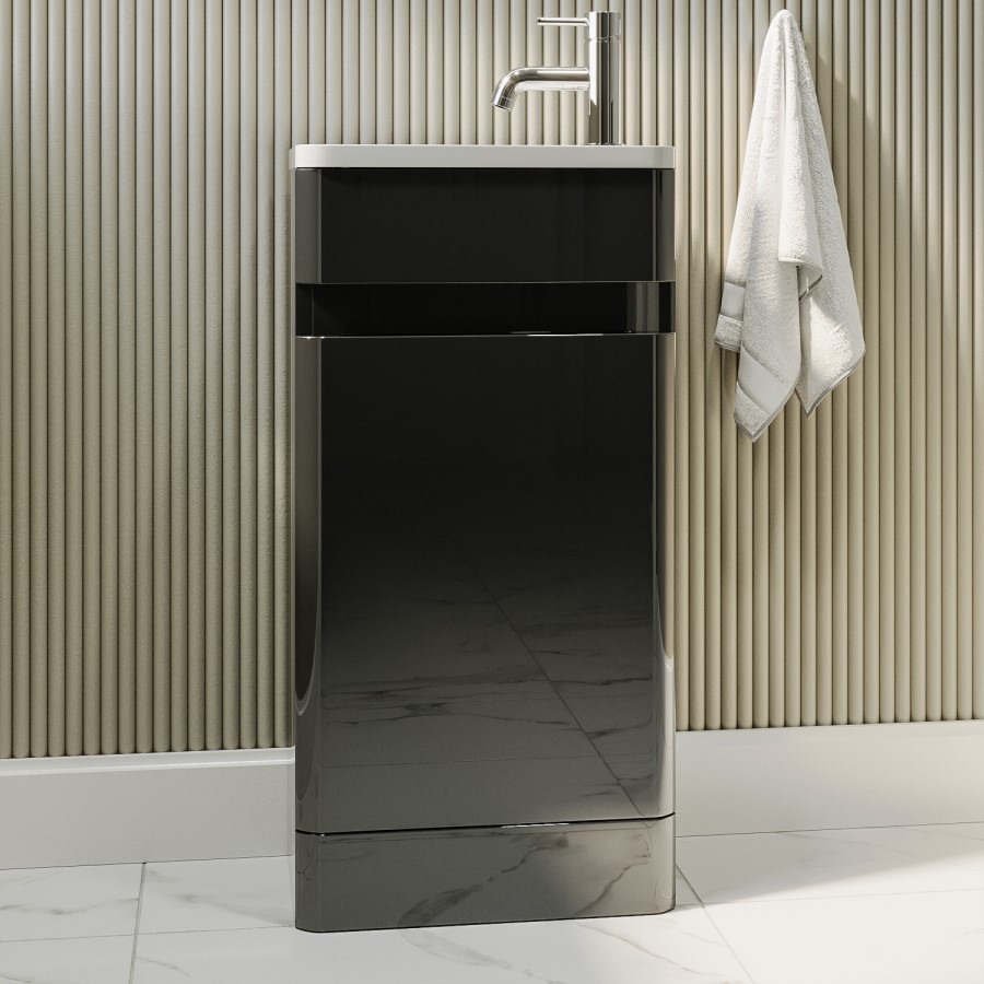 Grade A1 - 410mm Dark Grey Cloakroom Vanity Unit with Basin - Pendle
