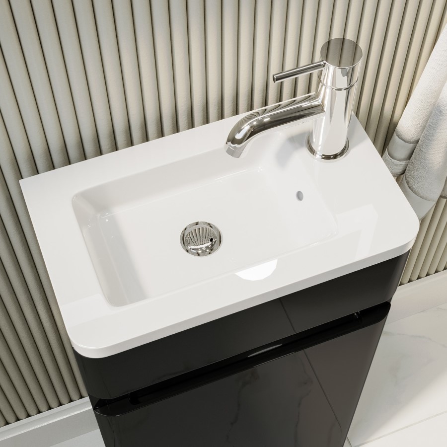 Grade A1 - 410mm Dark Grey Cloakroom Vanity Unit with Basin - Pendle