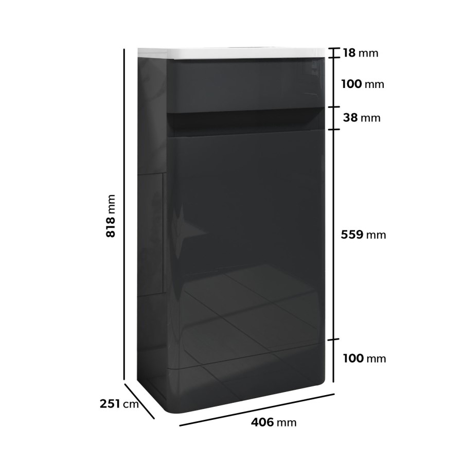 Grade A1 - 410mm Dark Grey Cloakroom Vanity Unit with Basin - Pendle