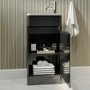Close Coupled Toilet and Dark Grey Gloss Basin Vanity Unit Cloakroom Suite - Pendle