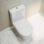 Close Coupled Toilet and White Gloss Basin Vanity Unit Cloakroom Suite - Pendle