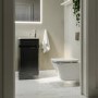 Wall Hung Toilet and Dark Grey Gloss Basin Vanity Unit Cloakroom Suite - Pendle