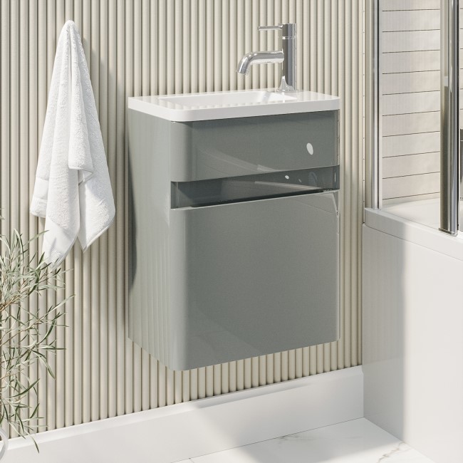 410mm Light Grey Wall Hung Cloakroom Vanity Unit with Basin - Pendle