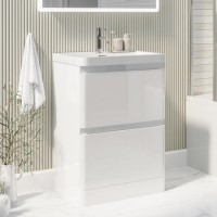 600mm White Freestanding Vanity Unit with Basin - Pendle 600mm White Freestanding Vanity Unit with Basin - Pendle