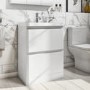 Grade A2 - 600mm White Freestanding Vanity Unit with Basin - Pendle
