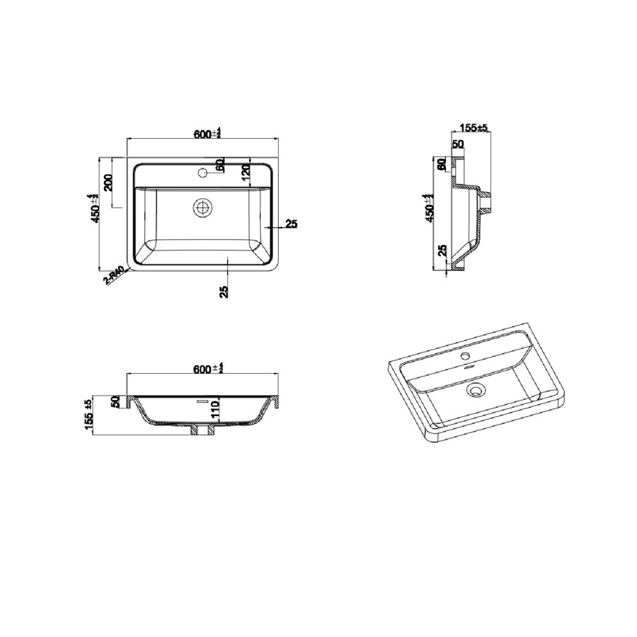 1100mm White Toilet and Sink Unit with Square Toilet - Pendle
