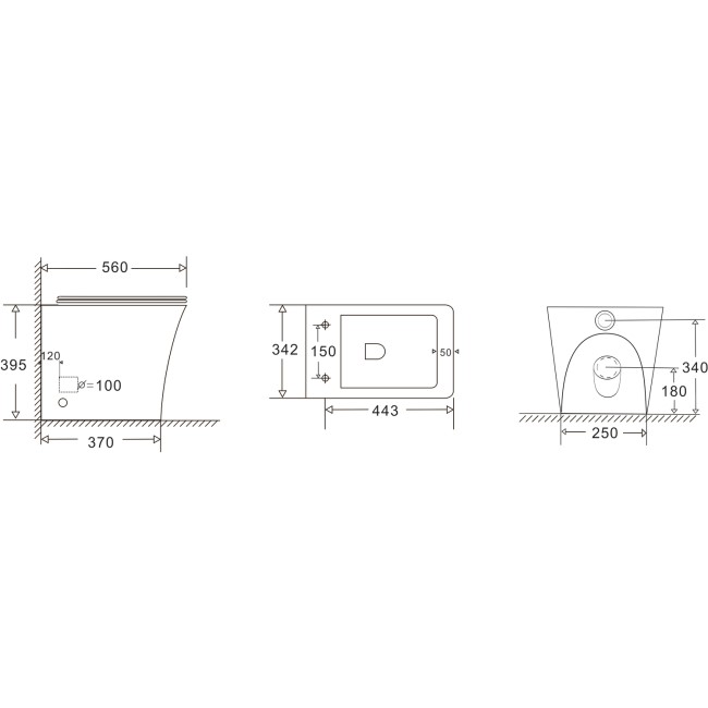 Grade A1 - Back To Wall Rimless Toilet with Soft Close Seat - Boston