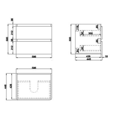 Grade A1 - 600mm White Wall Hung Vanity Unit with Basin - Pendle